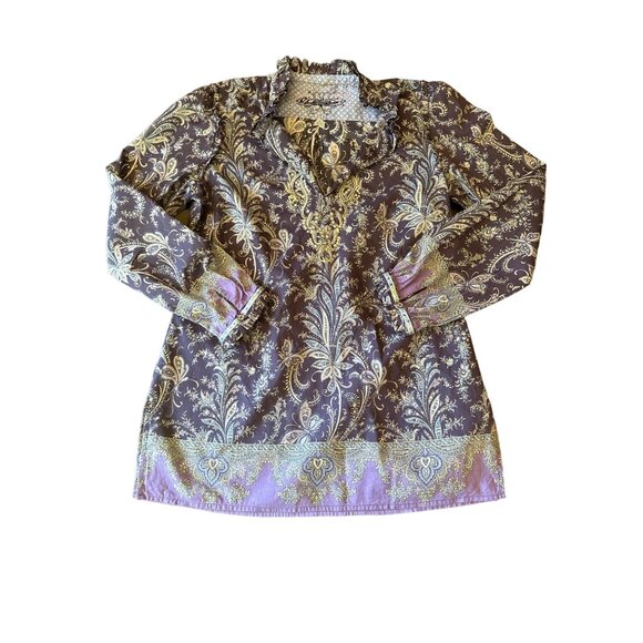 Robert Graham Blue Long Sleeve Floral Tunic Size Small - Picture 1 of 6